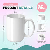 Joyclub 15 oz Sublimation Coffee Mugs Blank